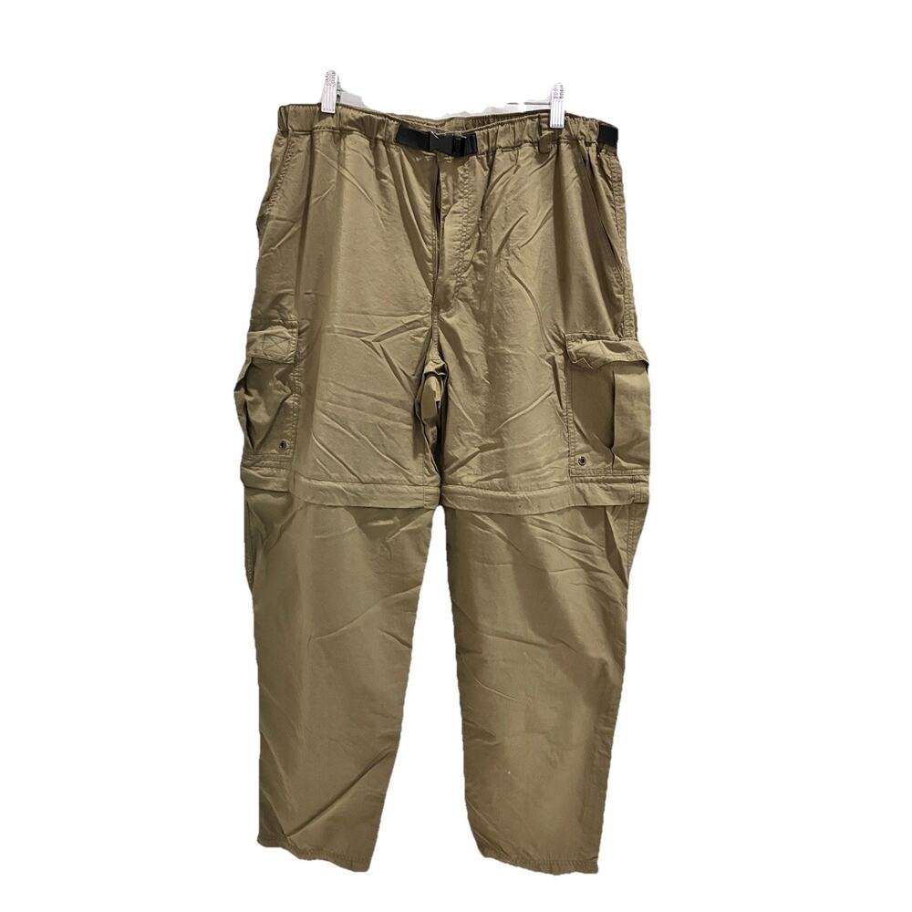 REI Pants Men's M Olive Convertible Cargo Hiking Outdoor Zip Off Nylon Belted